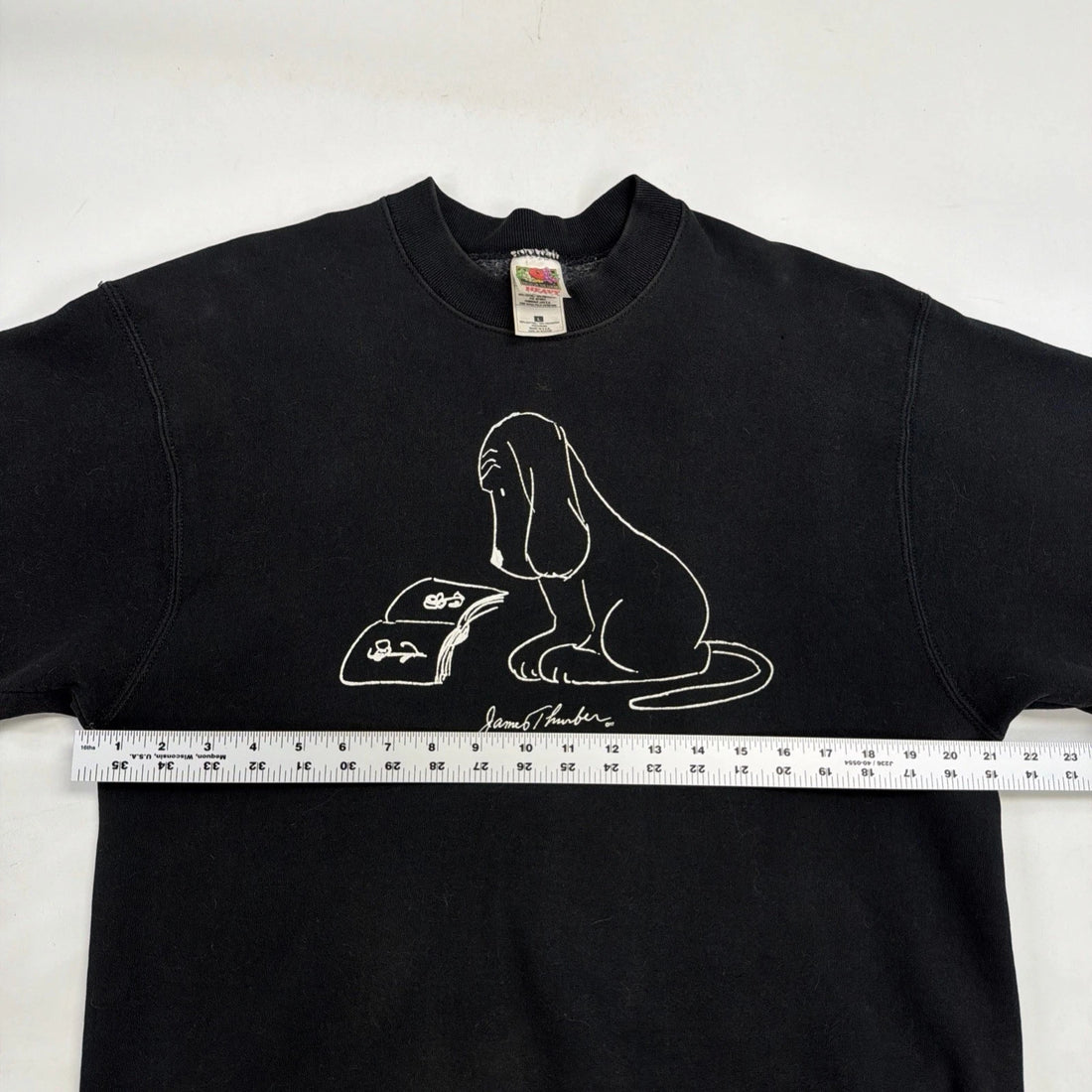 Vintage Dog Line Art Crewneck Sweatshirt Size Large Black