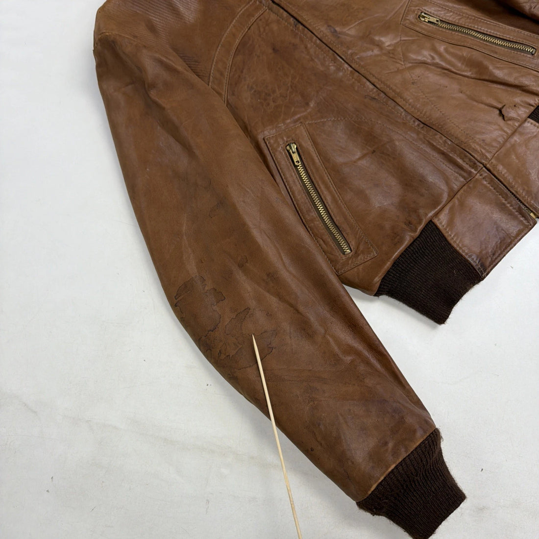Vintage Hideout Leather Jacket Size 40 Brown Talon Zip 1950s 50s