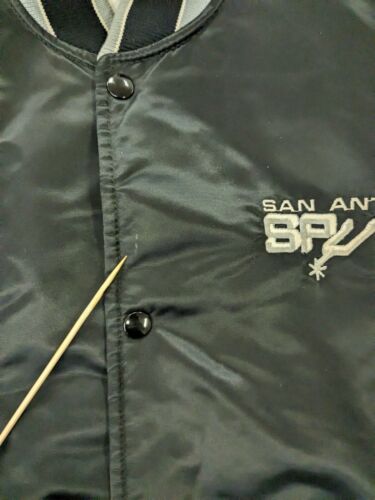 Vintage San Antonio Spurs Starter Satin Bomber Jacket Size Large Black NBA