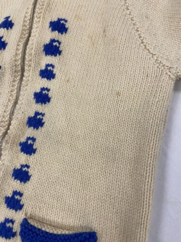 Vintage Curling Wool Cowichan Jacket Size XL White 90s Lighting Zip