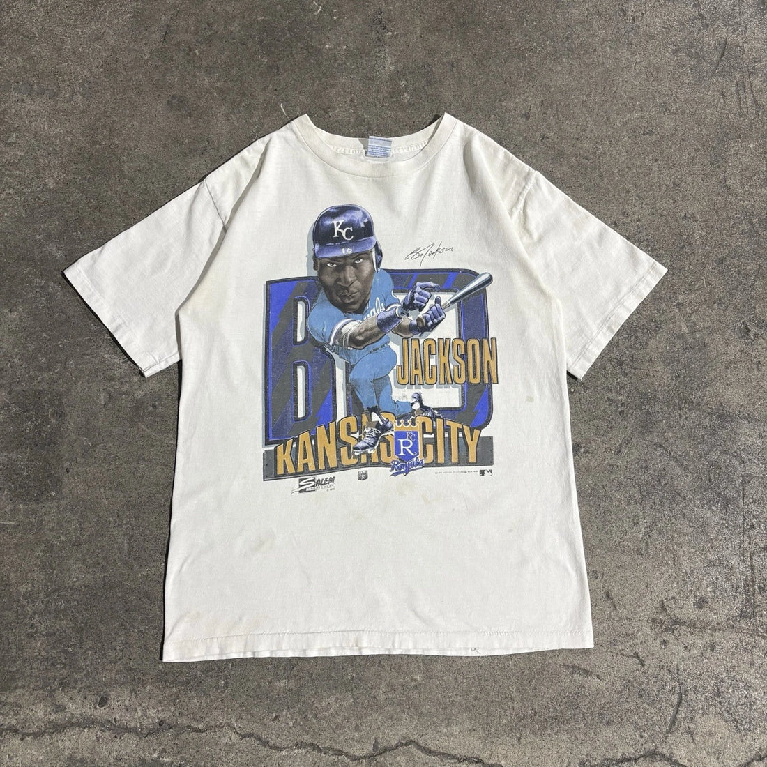 Vintage Kansas City Royals Bo Jackson Caricature T-Shirt Size Large 1990 90s MLB