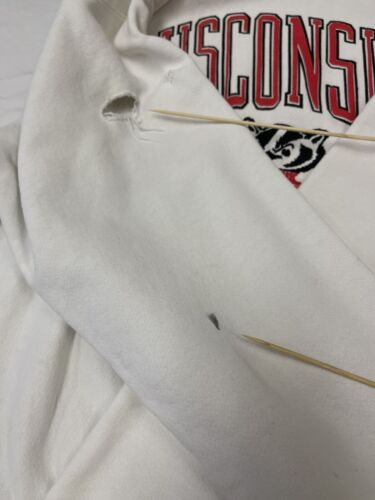 Vintage Wisconsin Badgers Sweatshirt Crewneck Size XL White Puff Print 90s NCAA