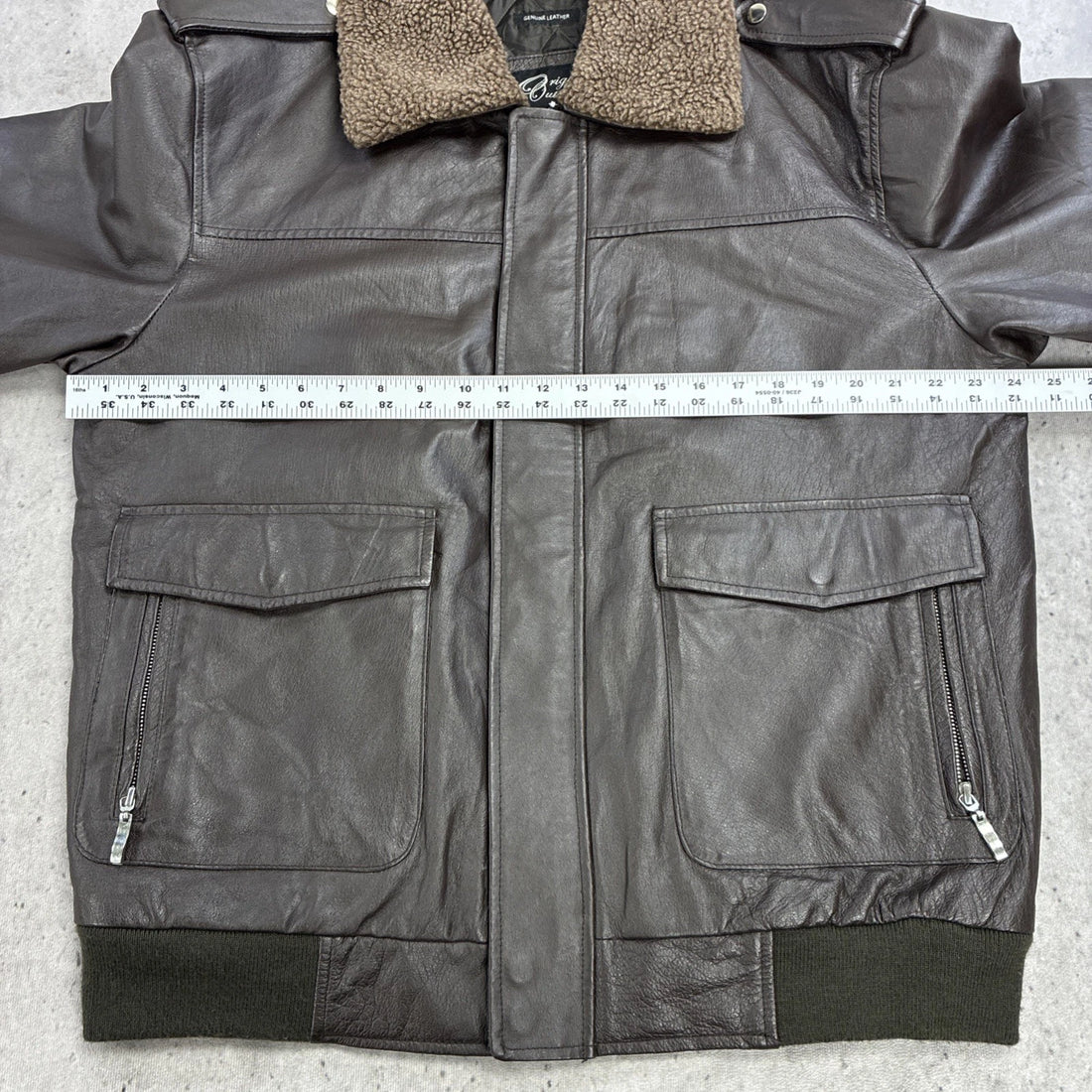 Original Outerwear Sherpa Collar Leather Bomber Jacket Size Large