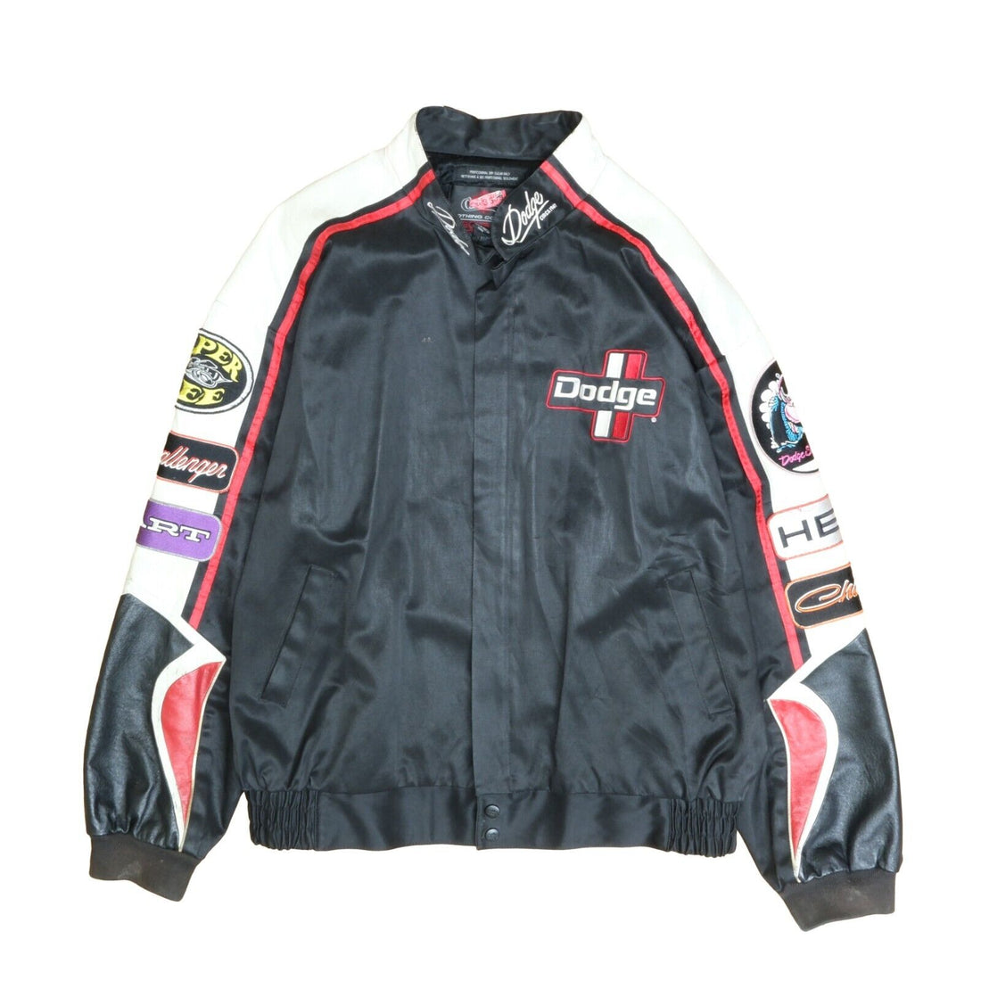 Vintage Dodge Racing Choko Bomber Jacket Size Large Black Patches
