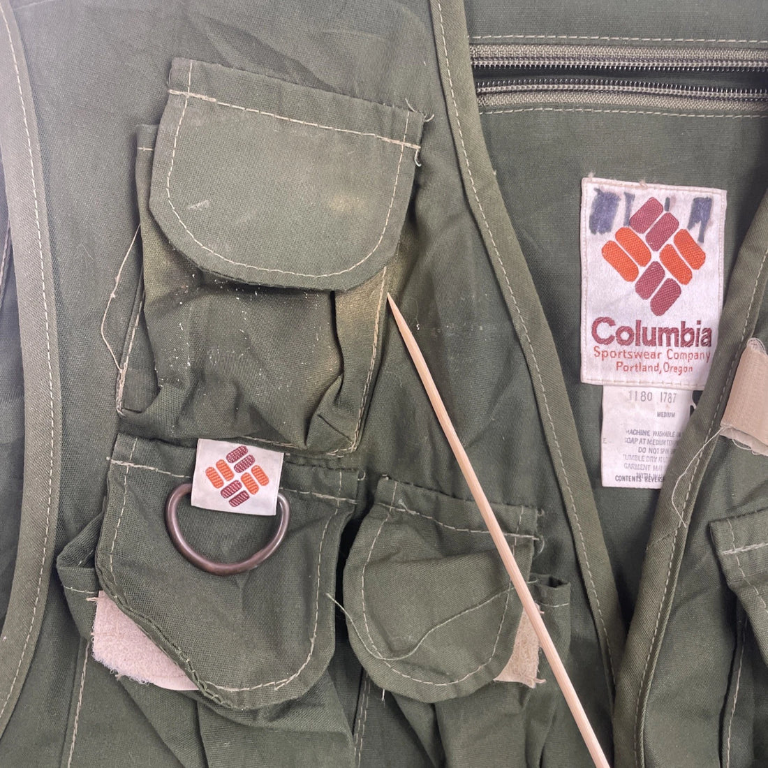 Vintage Columbia Fishing Vest Jacket Size Large Green