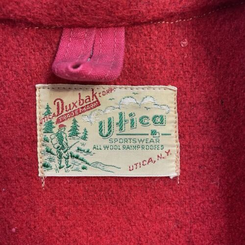 Vintage Duxbak Utica Hunting Wool Coat Jacket Size 40 Red