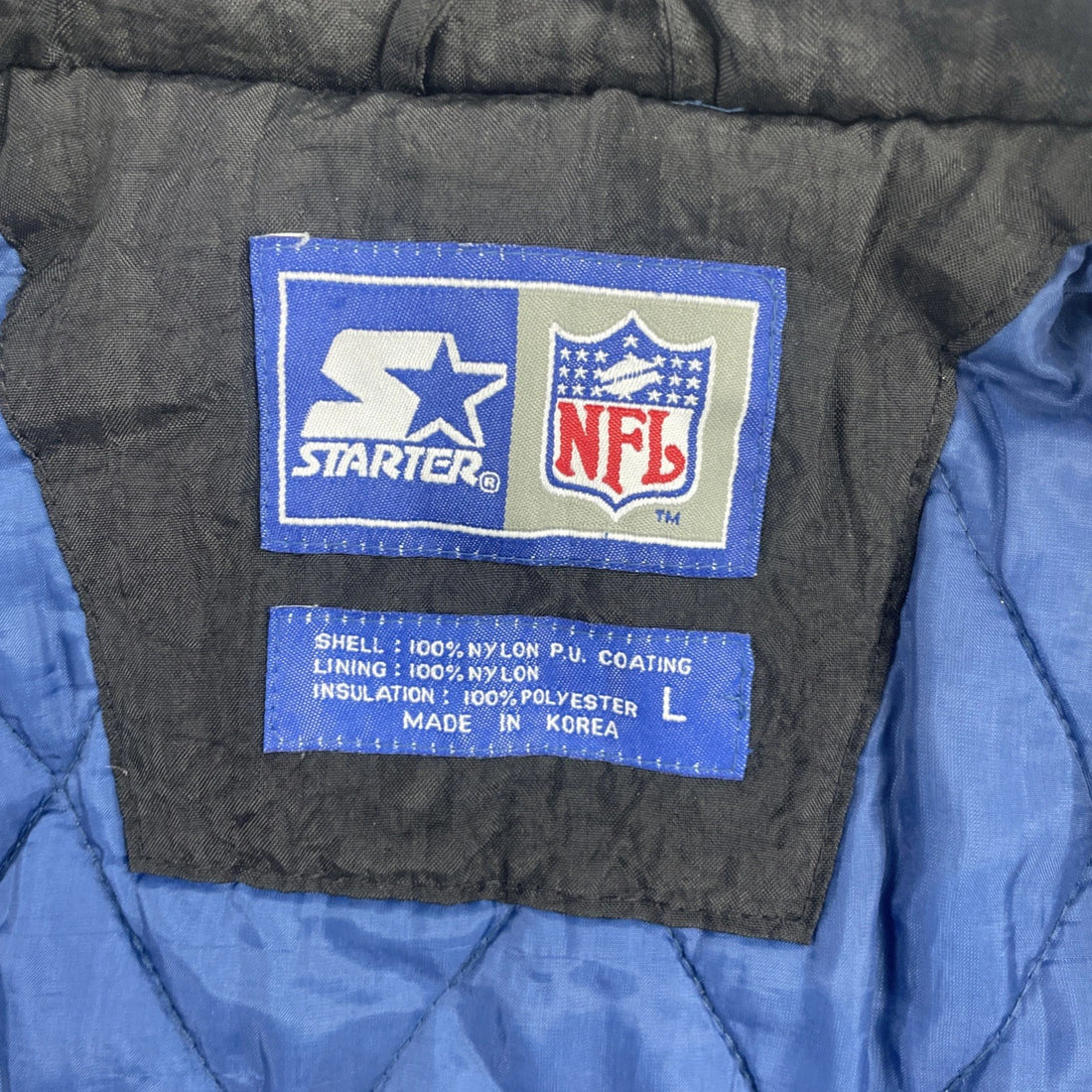 Vintage Dallas Cowboys Starter Puffer Jacket Size Large Split 90s NFL