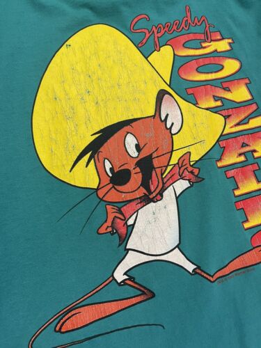 Vintage Speedy Gonzalez Warner Bros T-Shirt Size XL Teal Cartoon 1993 90s
