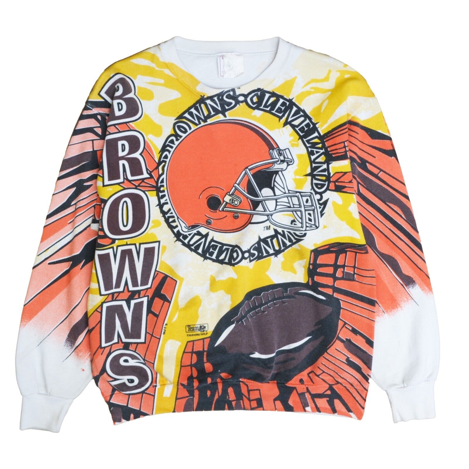Vintage Cleveland Browns Sweatshirt Crewneck Size Large AOP 1994