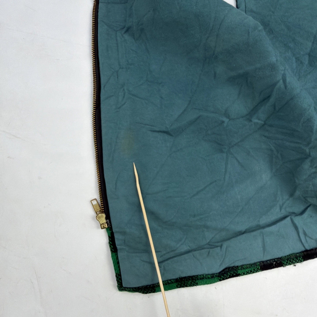 Vintage Johnson Woolen Mills Wool Vest Jacket Size Large Green Buffalo Plaid