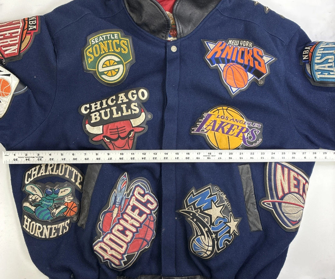 Jeff Hamilton Limited Edition NBA Patch Leather Wool Varsity Jacket Size 6X