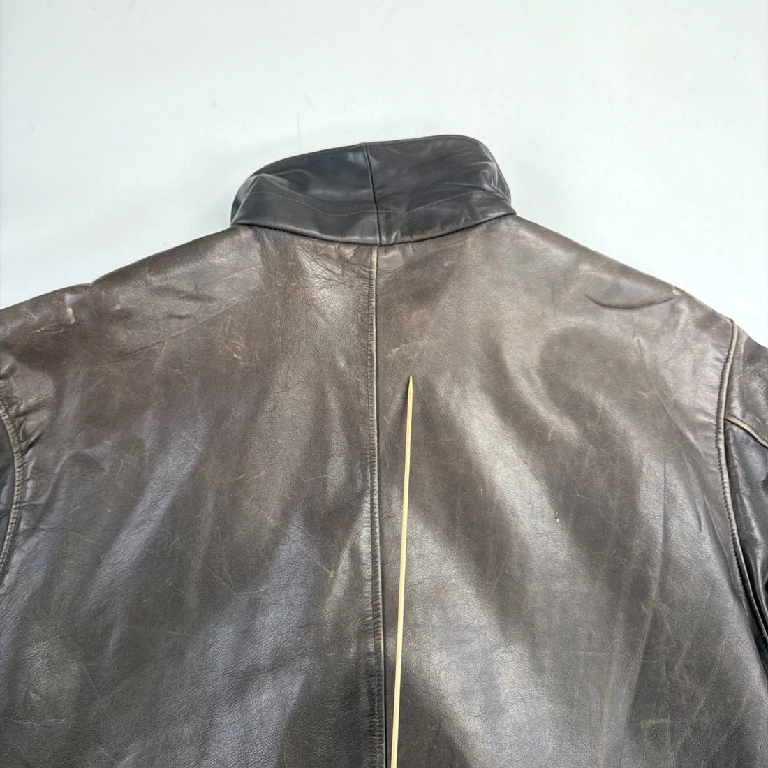 Vintage Lands End Leather Bomber Jacket Size Large Tall Brown