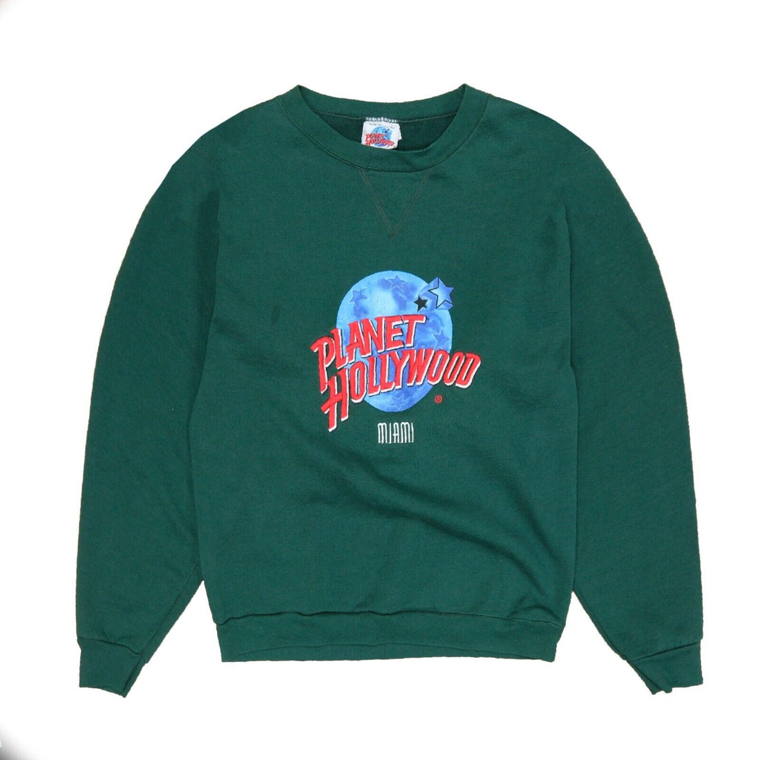 Vintage Planet Hollywood Miami Sweatshirt Crewneck Size Medium Green Embroidered
