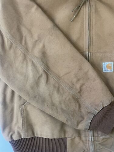 Carhartt Canvas Active Bomber Work Jacket Size Large Brown