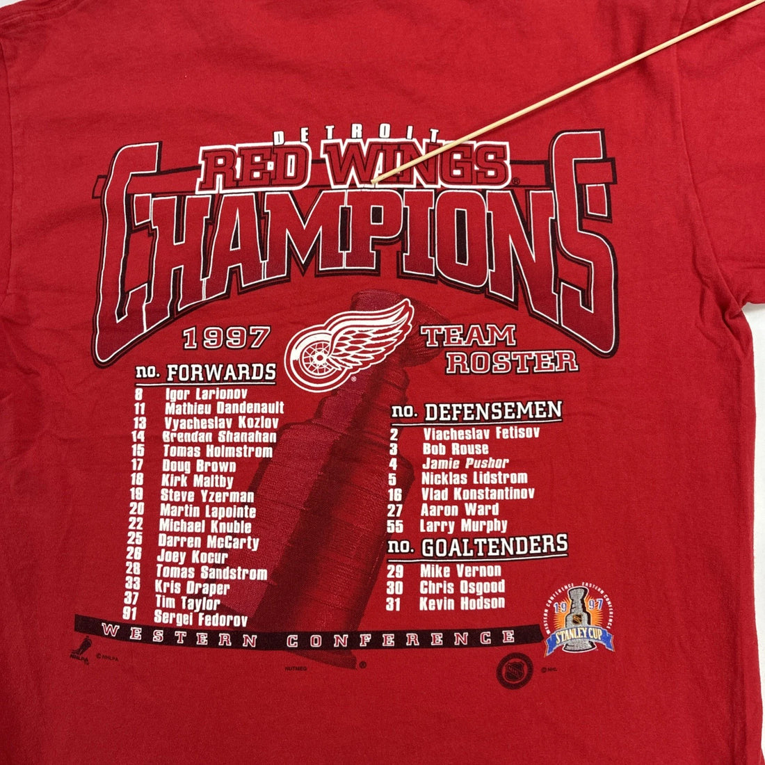 Vintage Detroit Red Wings Stanley Cup Champs T-Shirt Size Medium 1997 90s NHL