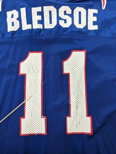 Vintage New England Patriots Drew Bledsoe Apex One Jersey Size Large Blue NFL