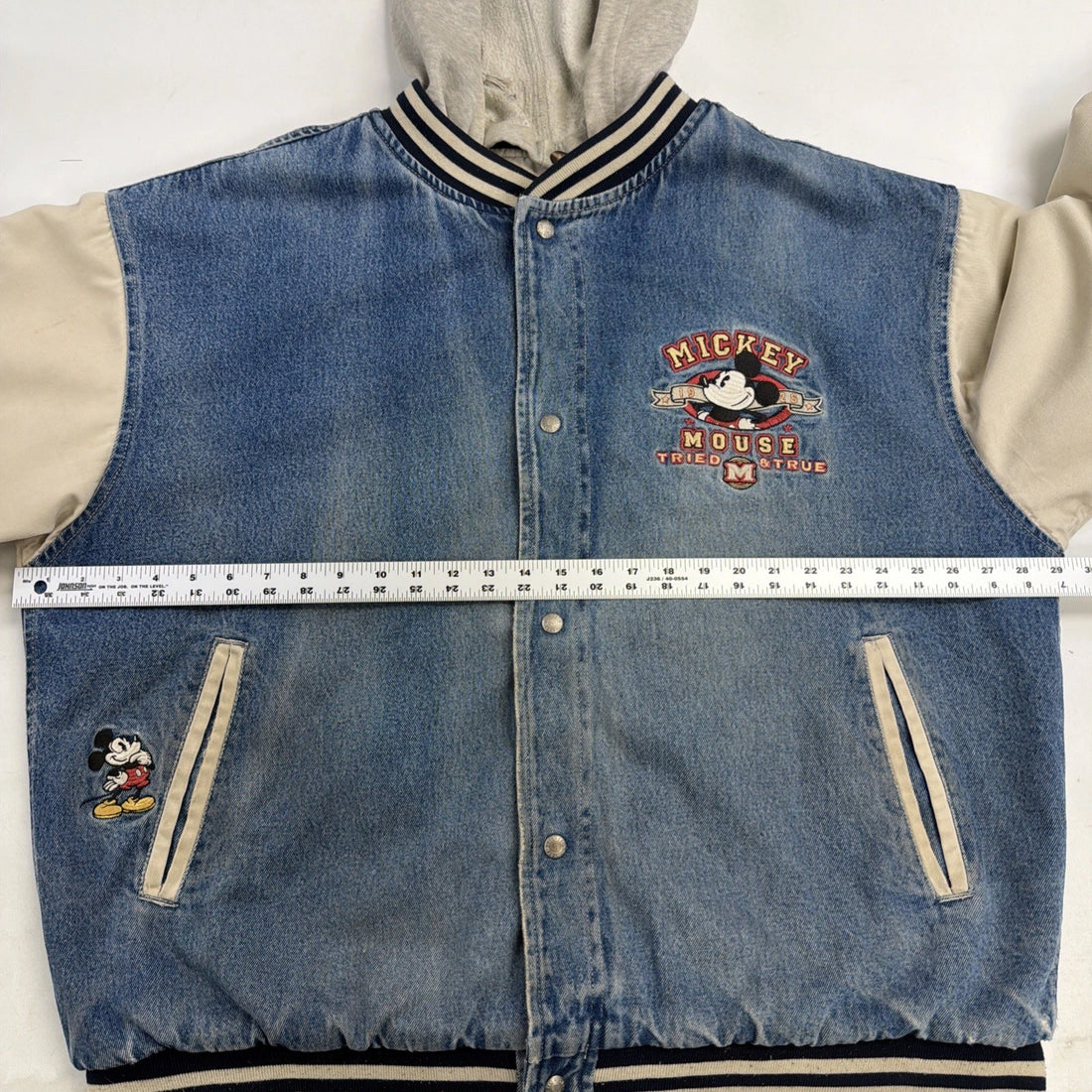 Vintage Mickey Mouse Disney Denim Bomber Jacket Size XL