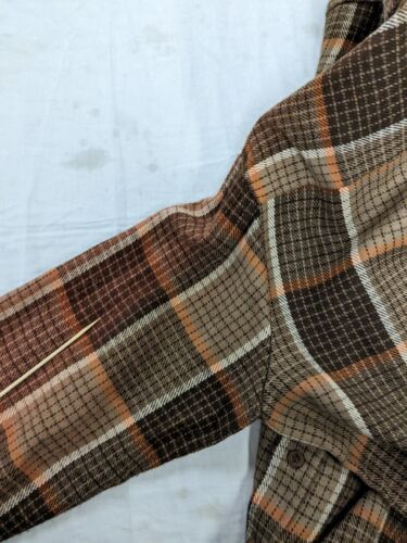 Vintage JC Penney Button Up Long Sleeve Shirt Size Large Brown Plaid