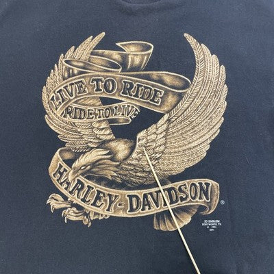 Vintage Harley Davidson 3D Emblem Live To Ride T-Shirt Size XL 1991 90s