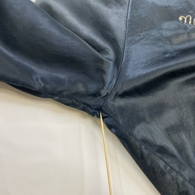 Vintage Players Satin Bomber Jacket Size Medium Blue