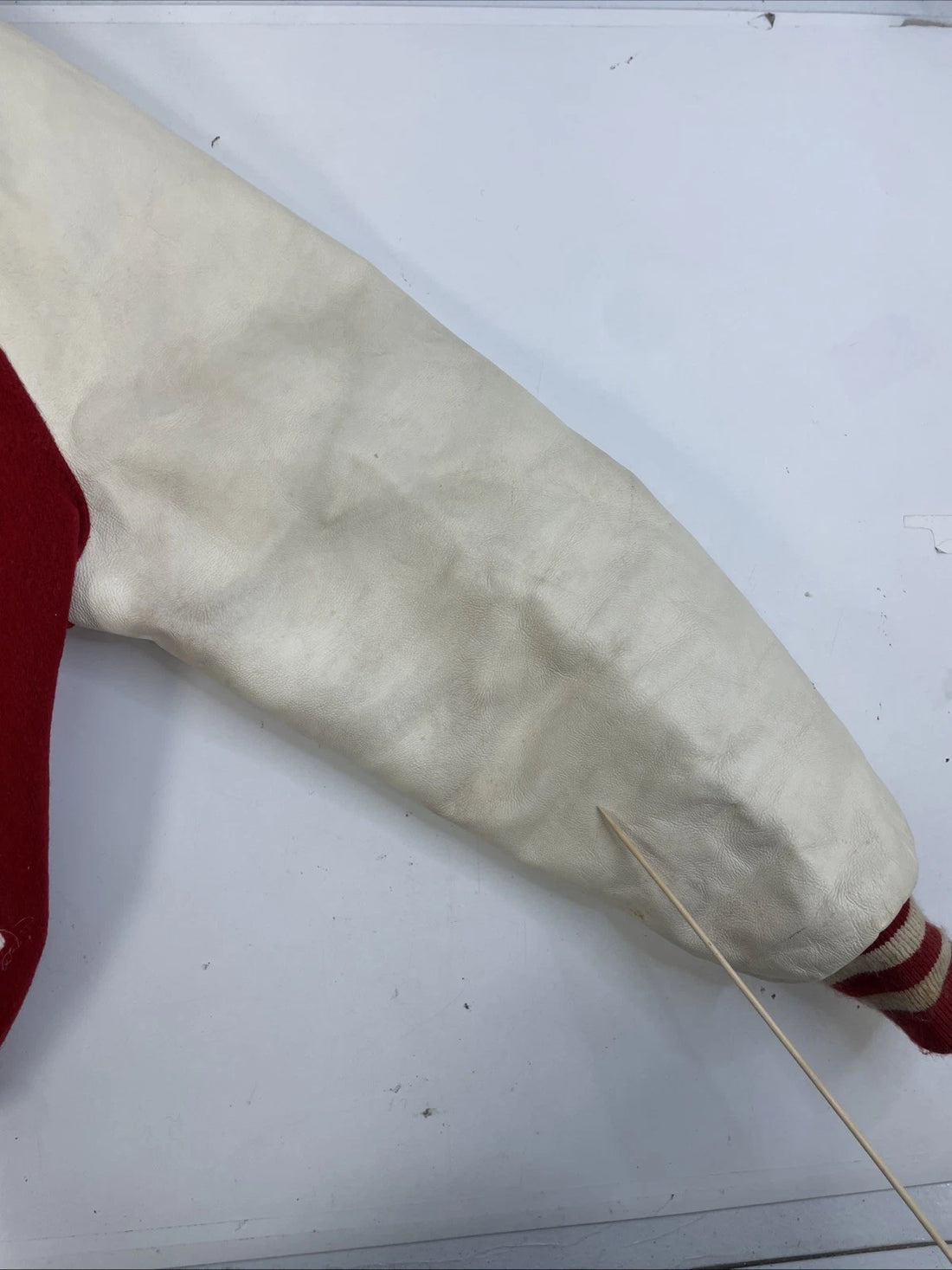 Vintage St. Stephens Leather Wool Varsity Letterman Jacket Size 46 Red 90s