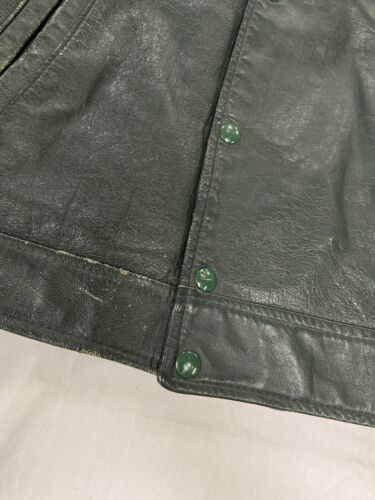 Vintage Dual Removal Systems Leather Varsity Jacket Size Large Green