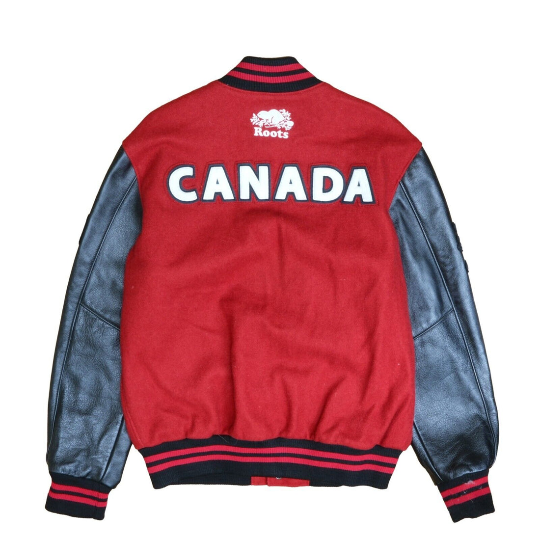 Roots Canada Invictus Games Toronto Leather Wool Varsity Bomber Jacket XL 2017