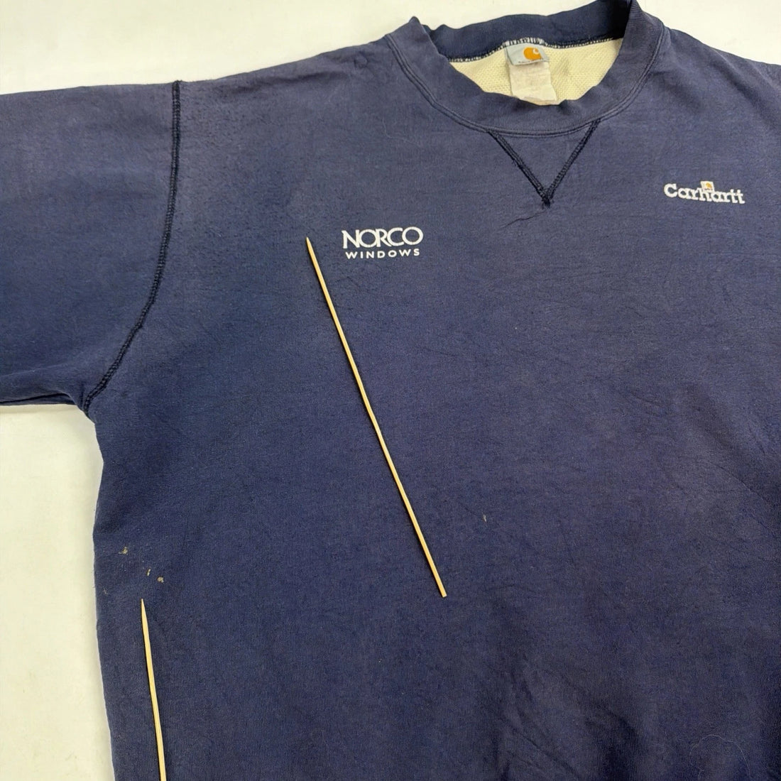 Vintage Carhartt Crewneck Sweatshirt Size 2XL Waffle Thermal Lined Blue