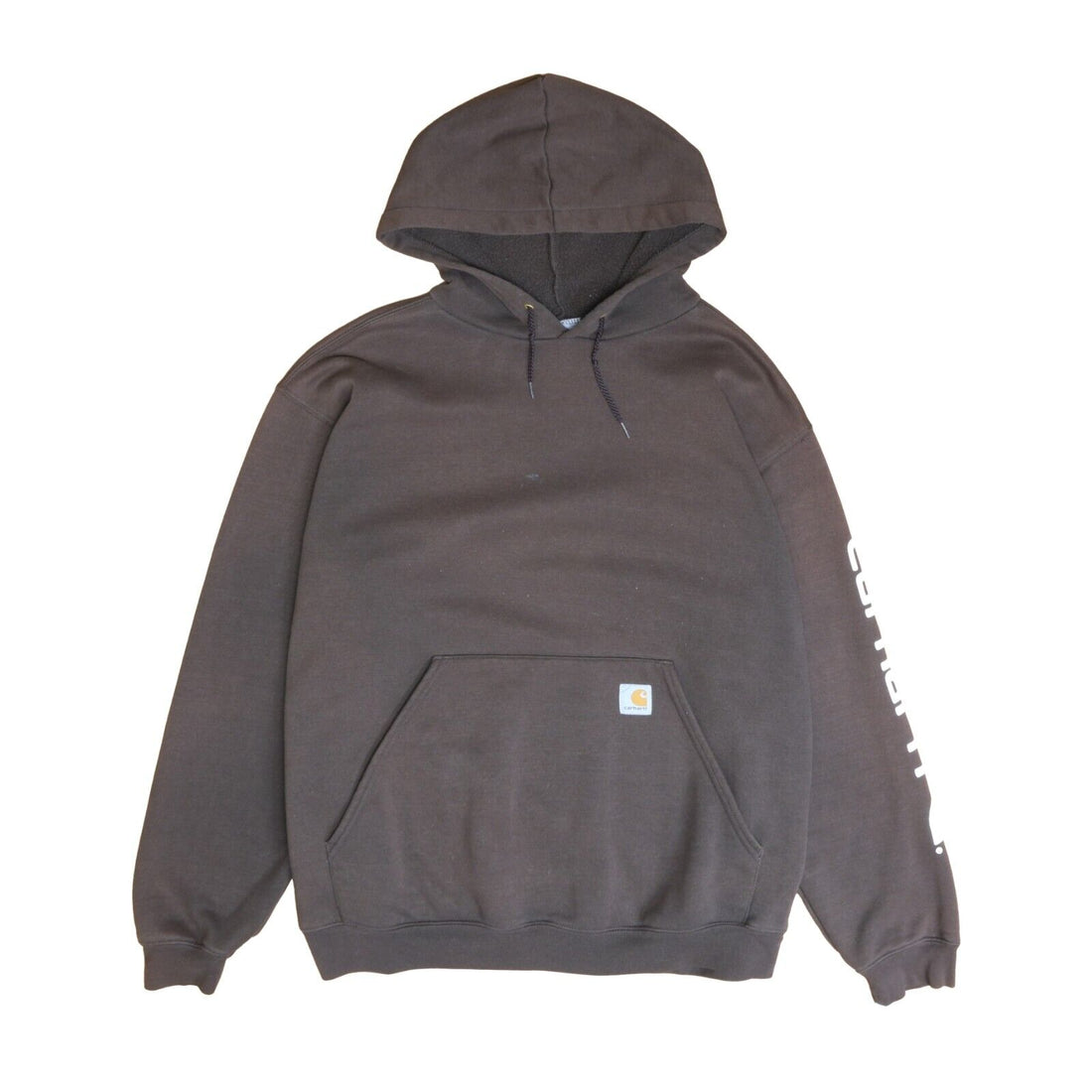 Vintage Carhartt Sweatshirt Hoodie Size Large Brown Sleeve Spell Out