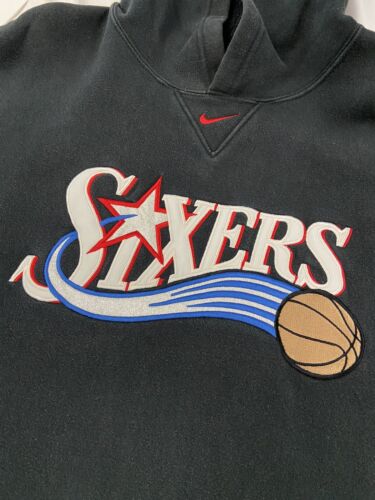 Vintage Nike NBA Philadelphia Sixers Hoodie Swoosh Sweatshirt Size 2XL