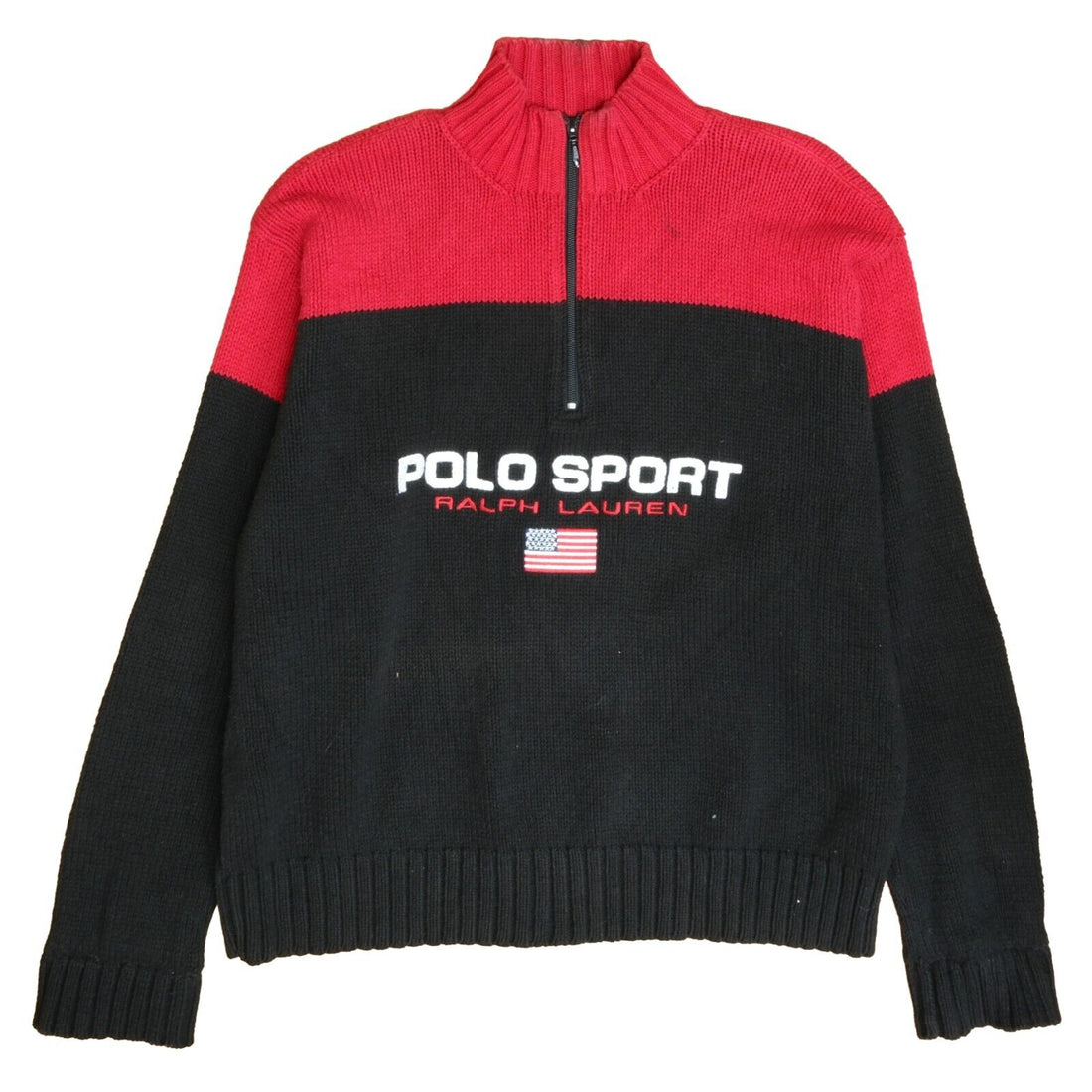 Vintage Polo Sport Ralph Lauren 1/4 Zip Knit Pullover Sweater Size Large