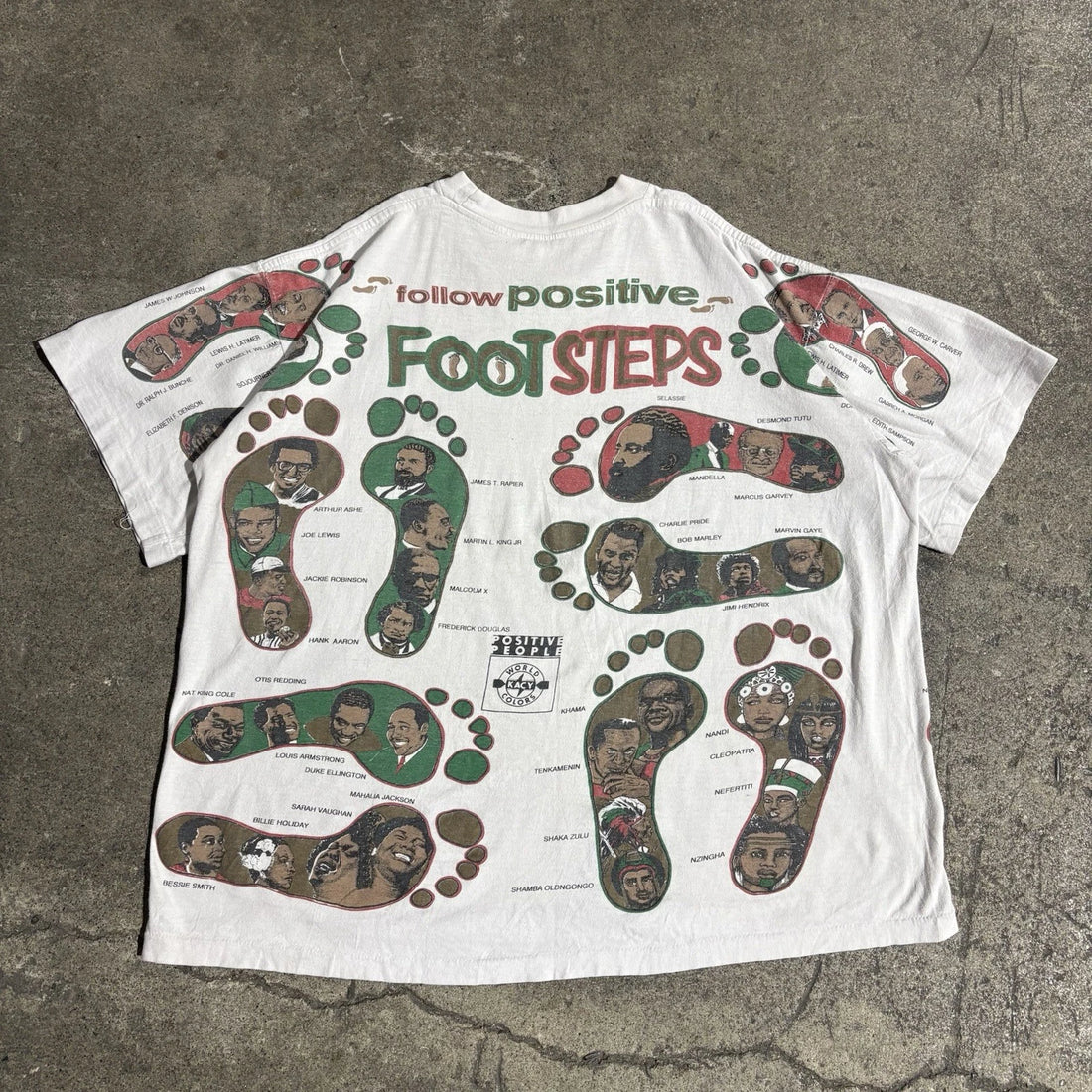 Vintage Follow Positive Footsteps KACY T-Shirt XL Black History Activism AOP 90s