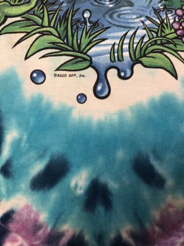 Vintage Grateful Dead Here Comes Sunshine Liquid Blue Tie Dye T-Shirt Band 2000