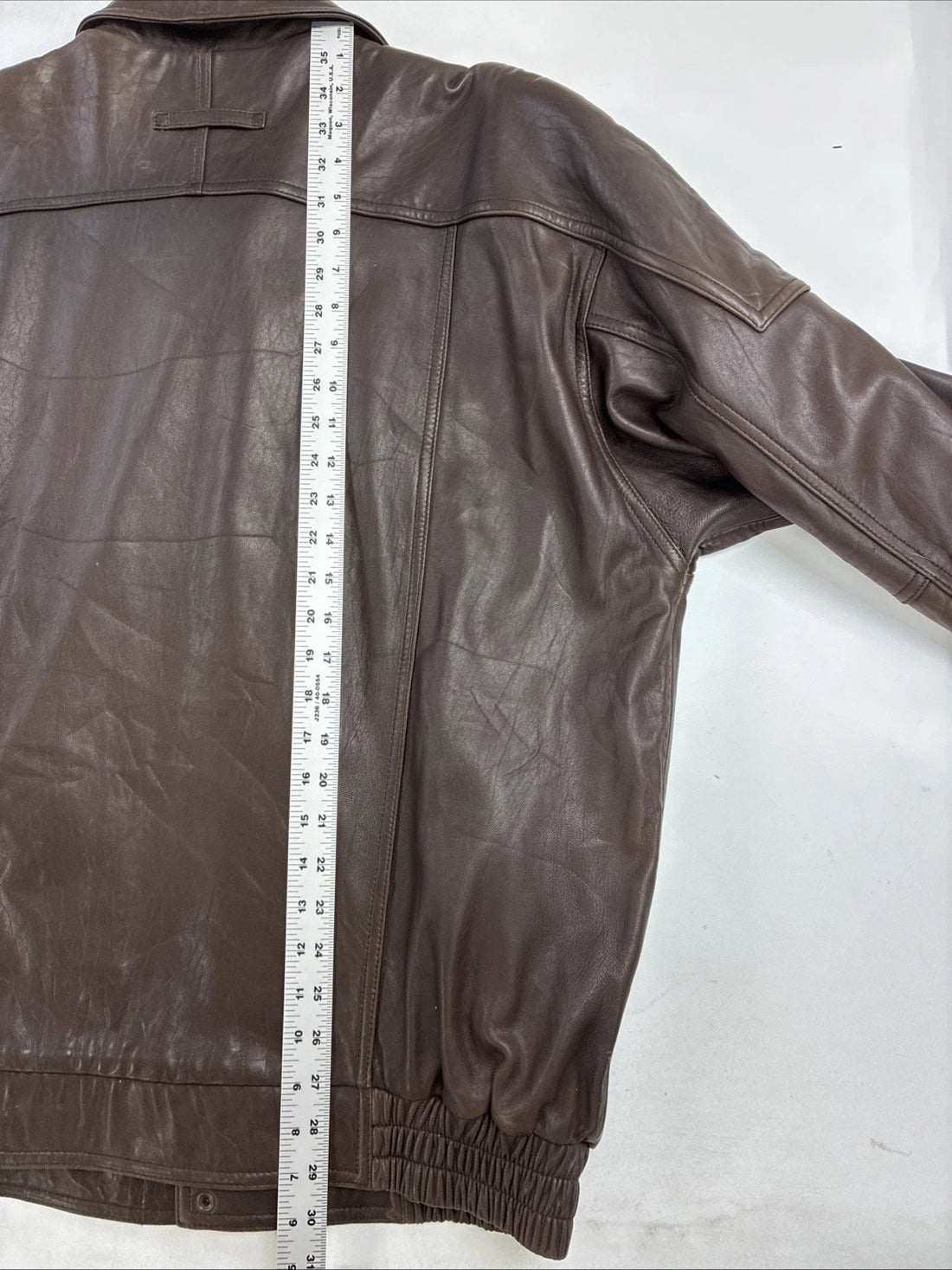 Croft & Barrow Leather Bomber Jacket Size Large Tall Brown