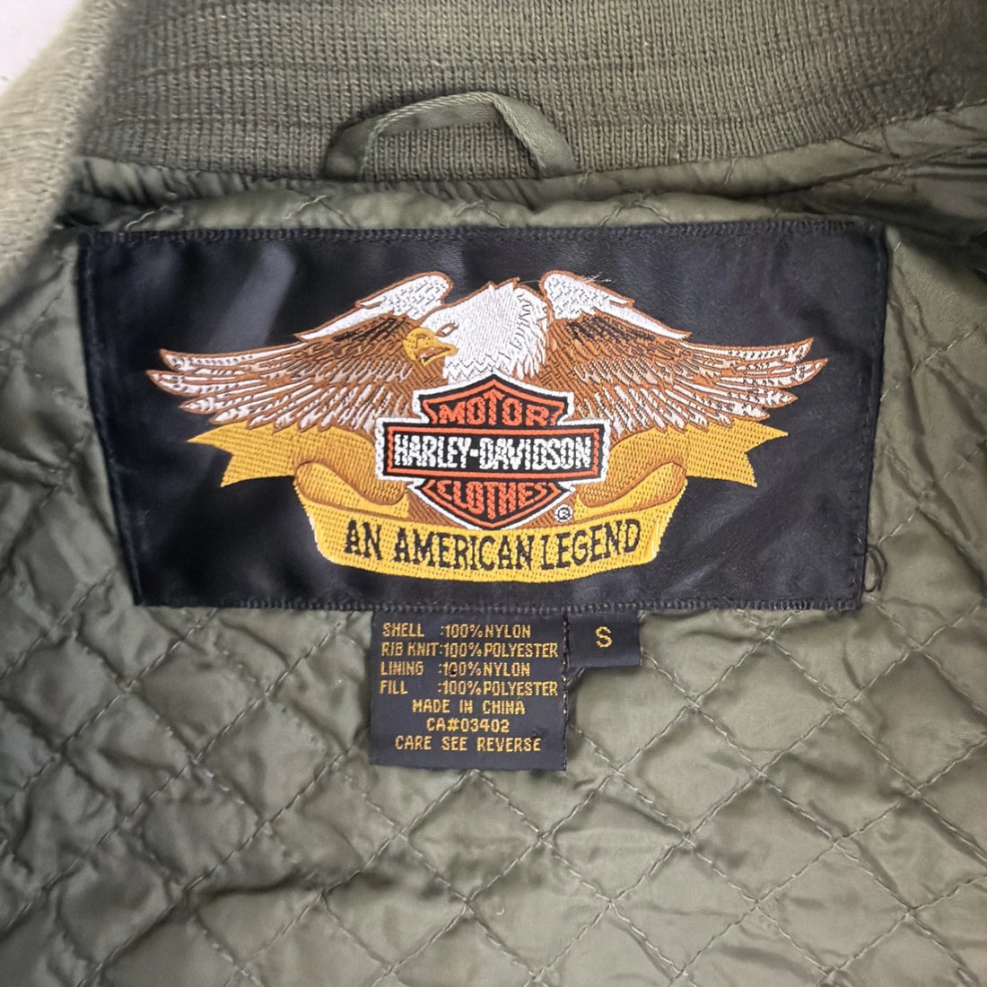 Harley Davidson Motorcycles Bomber Jacket Size Small Green Embroidered