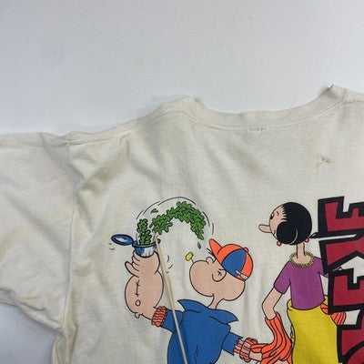 Vintage Popeye T-Shirt Size XL Double Sided 90s