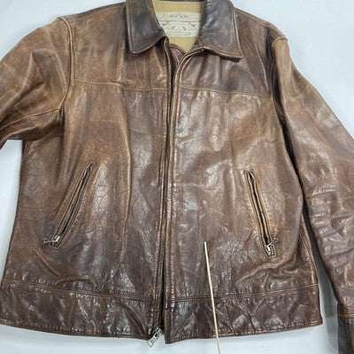 Vintage Banana Republic Leather Bomber Jacket Size Large Brown