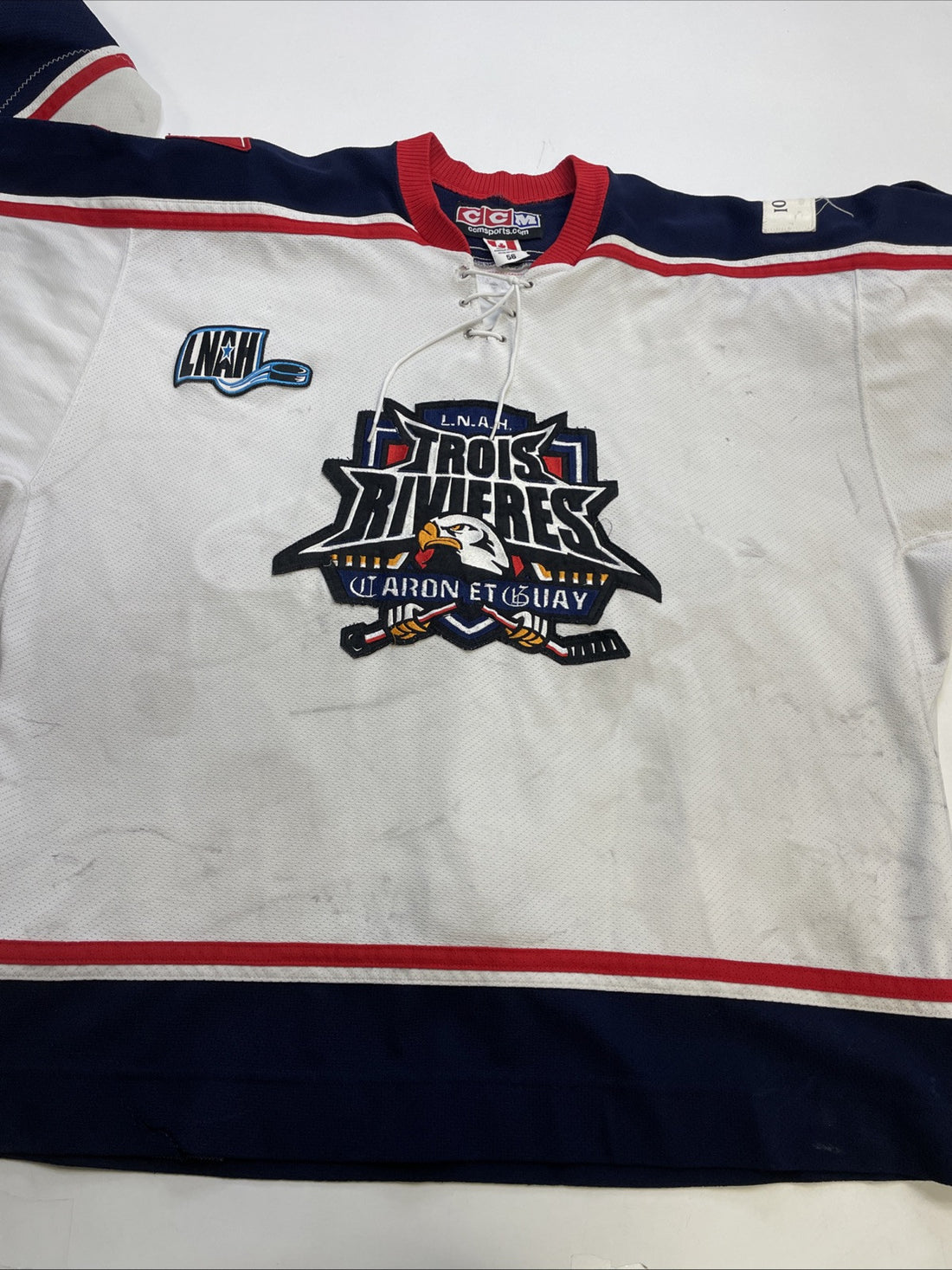 Vintage Trois Rivieres Lachance Authentic Hockey Jersey Size 56 Fight Strap LNAH