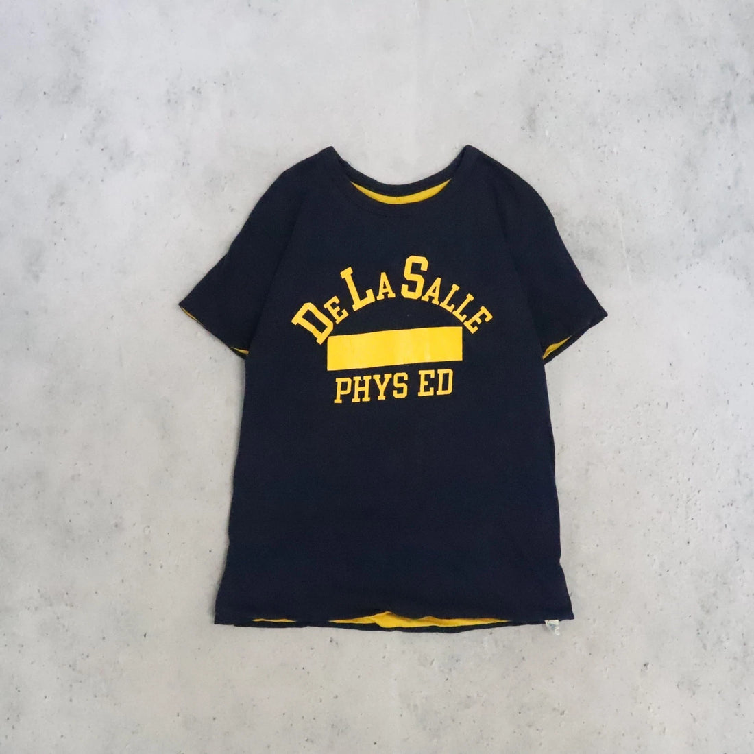 Vintage De La Salle Phys Ed Double Face Champion T-Shirt Size Large 80s
