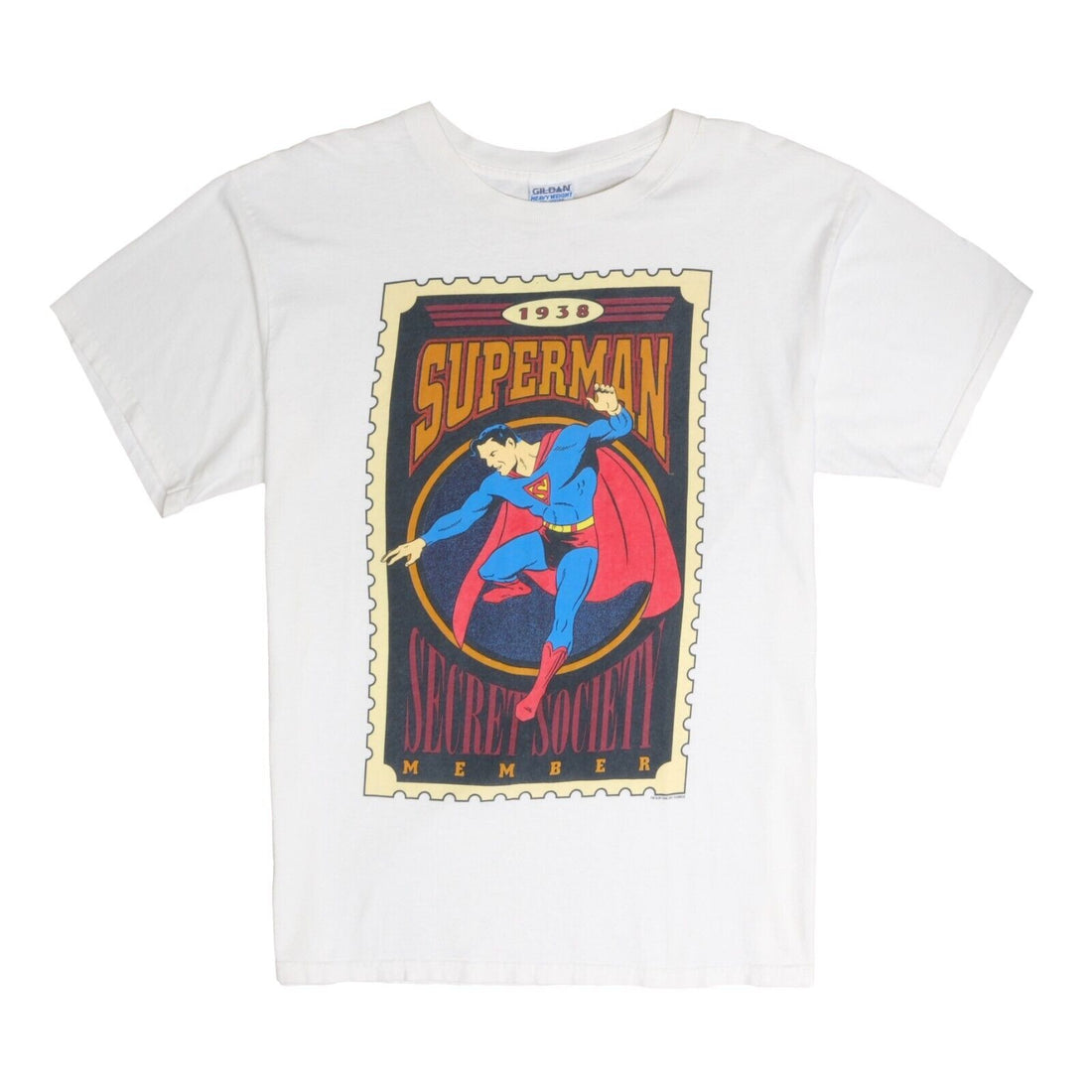 Vintage Superman Secret Society Mail Stamp T-Shirt Size XL DC Comics 1996 90s