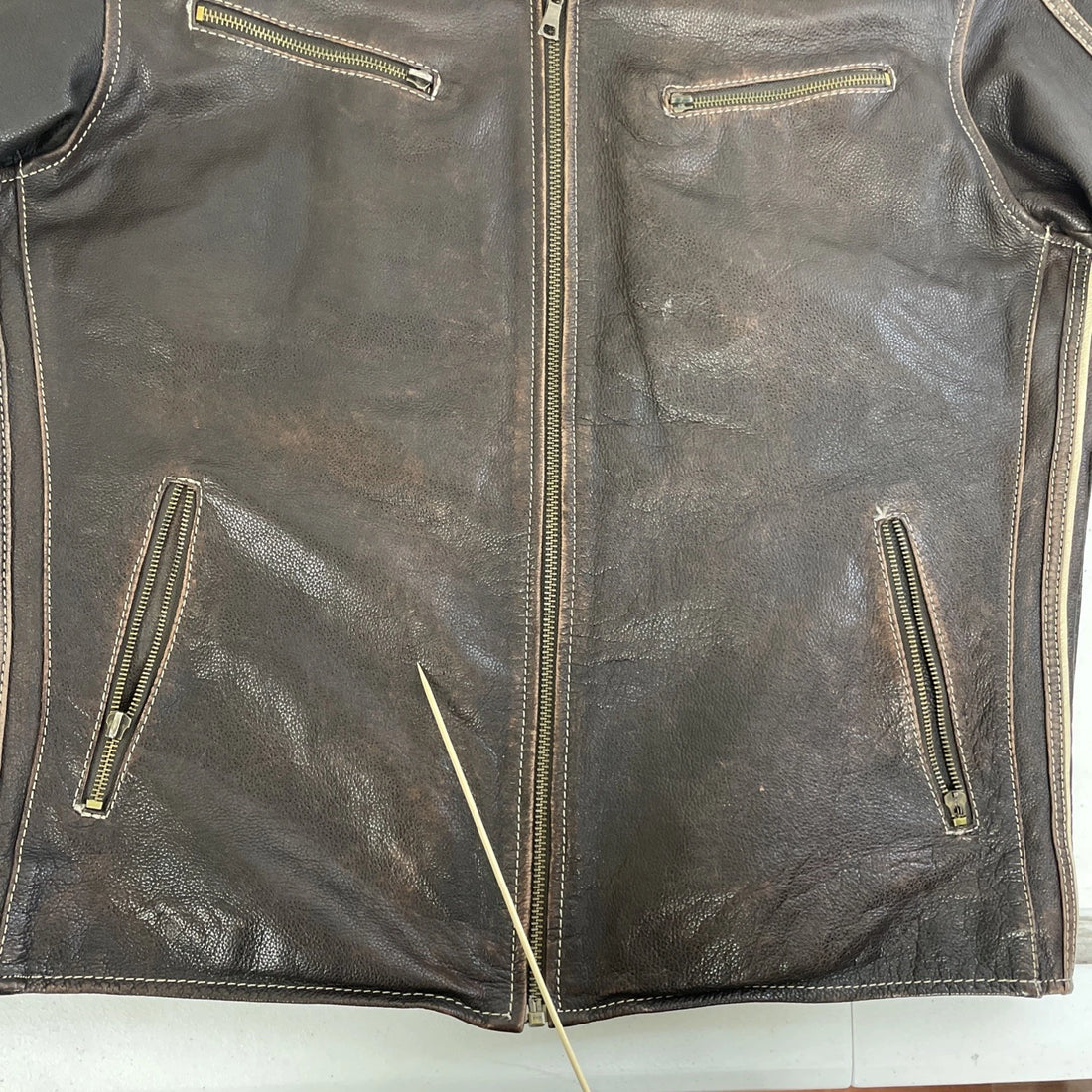 CMM Canada Leather Motorcycle Jacket Size XL Brown