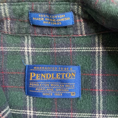 Vintage Pendleton Fireside Wool Button Up Shirt Size Large Green Plaid