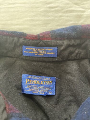 Vintage Pendleton Lodge Wool Button Up Shirt Size Large Tartan Plaid