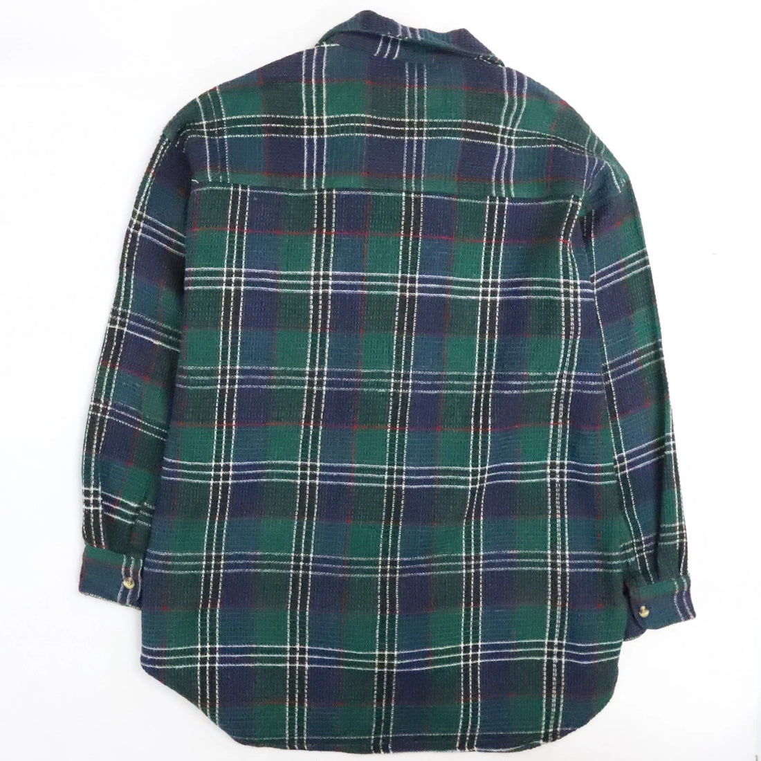 Vintage BCW Thermal Waffle Button Up Shirt Size Large Plaid