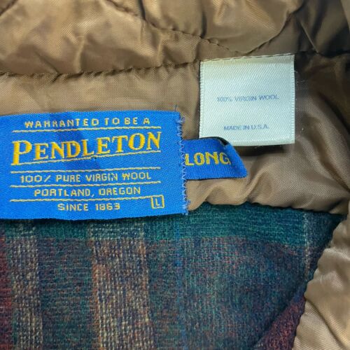 Vintage Pendleton Wool Lodge Button Up Shirt Size Large Long Plaid