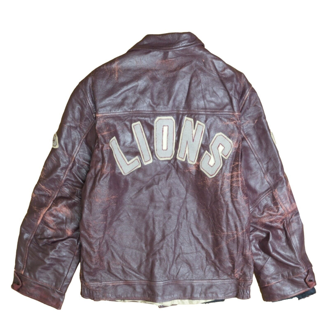 Vintage Lions Junior Football Champs Varsity Leather Jacket Size 48 1989 80s