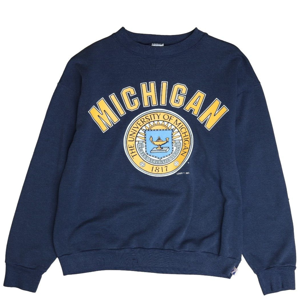 Vintage Michigan Wolverines Sweatshirt Crewneck Size Small Blue 90s NCAA