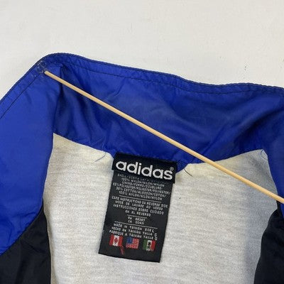 Vintage Adidas Windbreaker Light Jacket Size Large Blue Black