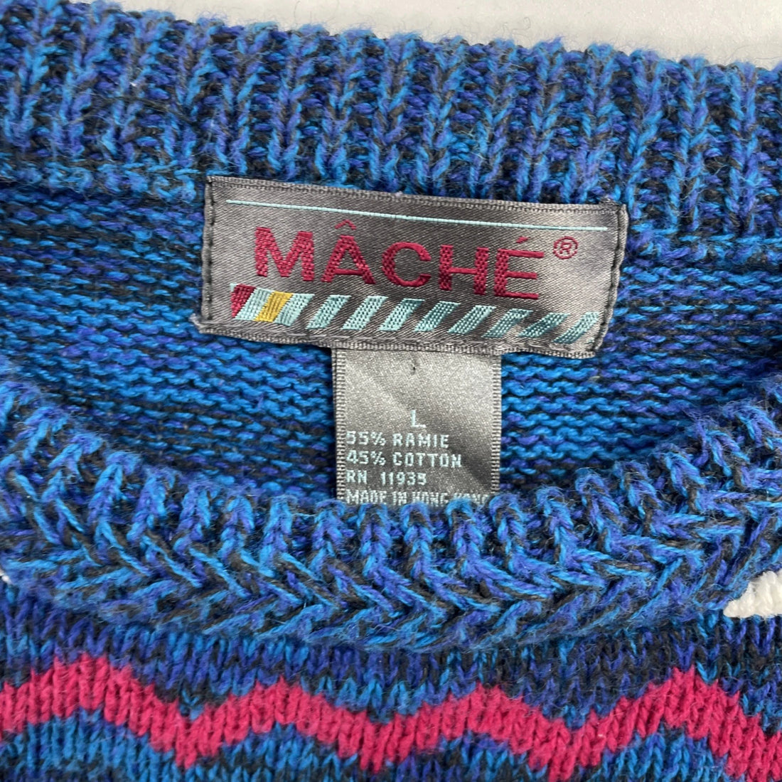 Vintage Mache 3D Knit Crewneck Sweater Size Large