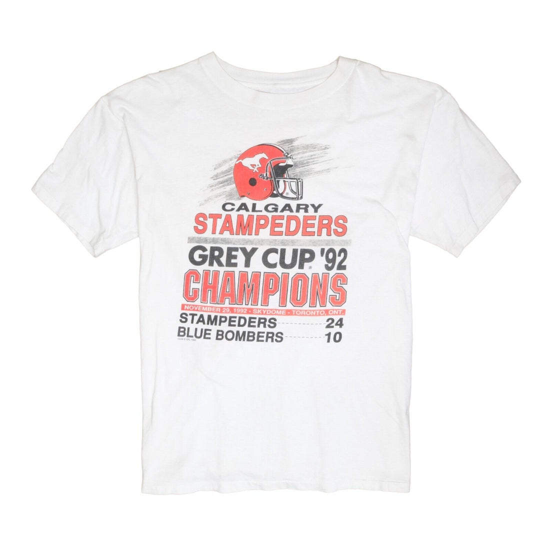 Vintage Calgary Stampeders Grey Cup Champions T-Shirt Size Large 1992 90s CFL
